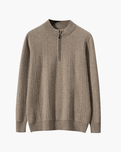 100% Cashmere Ribbed Half Zip